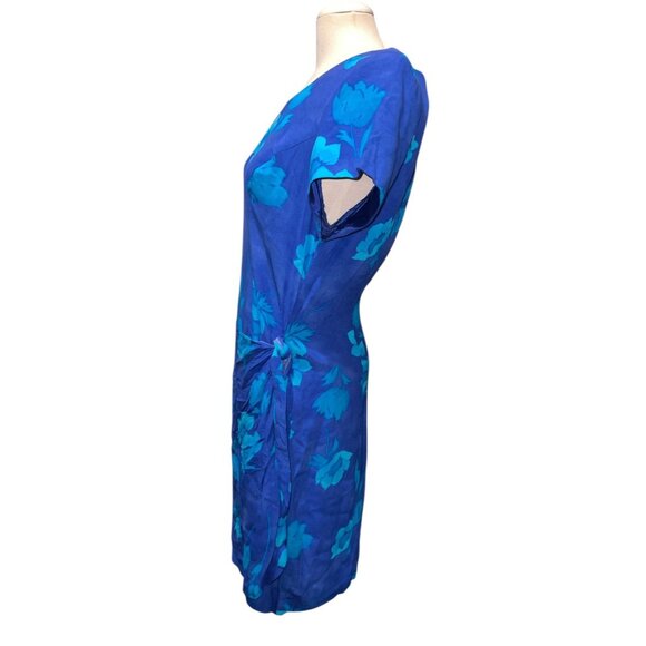 Vintage Blue Floral Wrap Dress by Jessica Howard Sz 14 (Large) Womens Short Slee - Picture 8 of 11